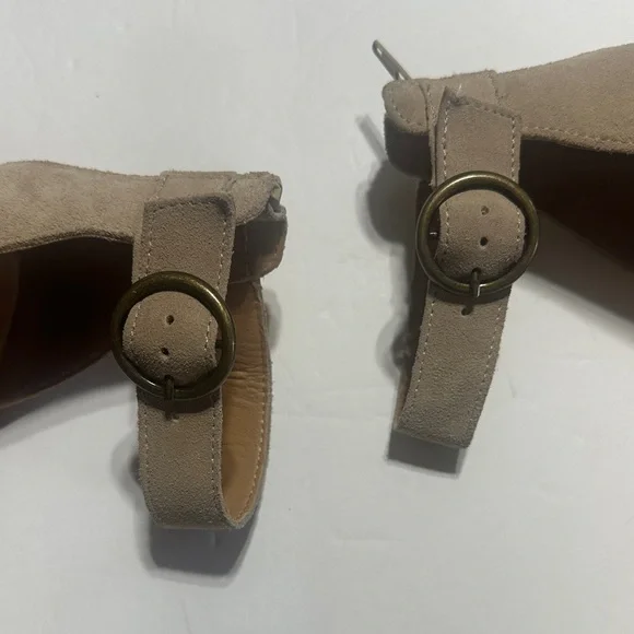 Crown Vintage Ludawen tan leather upper wedge sandals zipper & adjustable buckle - Picture 9 of 9